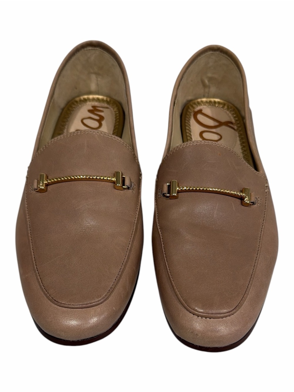 Sam Edelman Loraine Bit Loafers Size 9 Leather Taupe Gold Hardware - Picture 2 of 9